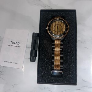 Luxury Gear Case Design Quartz Wooden Watch for Men Ebony Full Wood Wristwatch